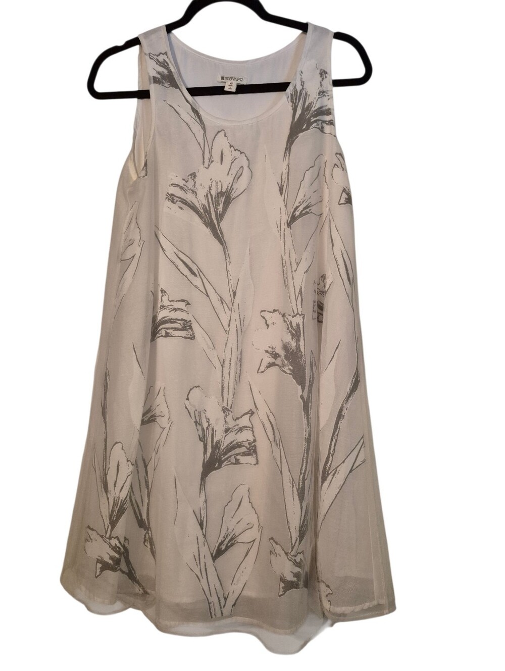 Spanner White/ Gray Sleeveless shift dress XS Excellent !!